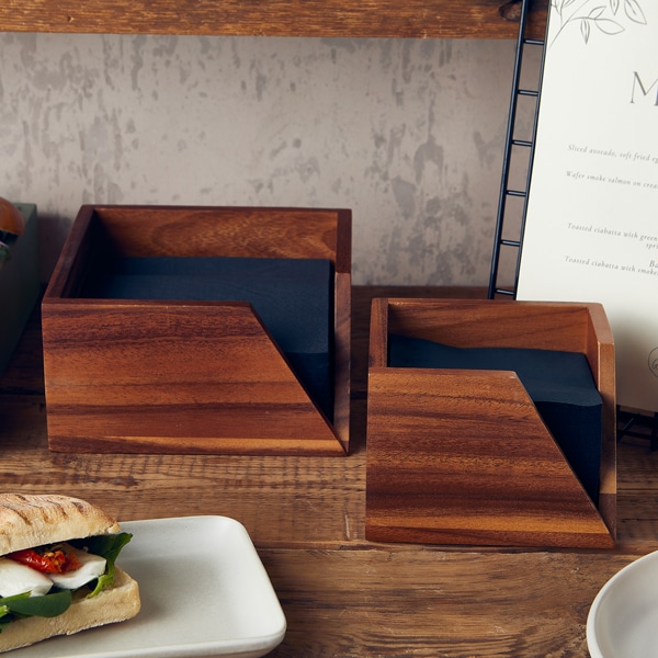 GenWare Acacia Wood Serviette Holder 18.6 x 10cm 2 GenWare Acacia Wood Serviette Holder 18.6 x 10cm - Image 2