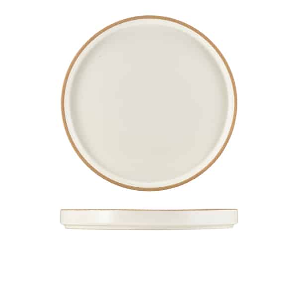 GenWare Kava White Stoneware Presentation Plate 25cm - Pack of 6
