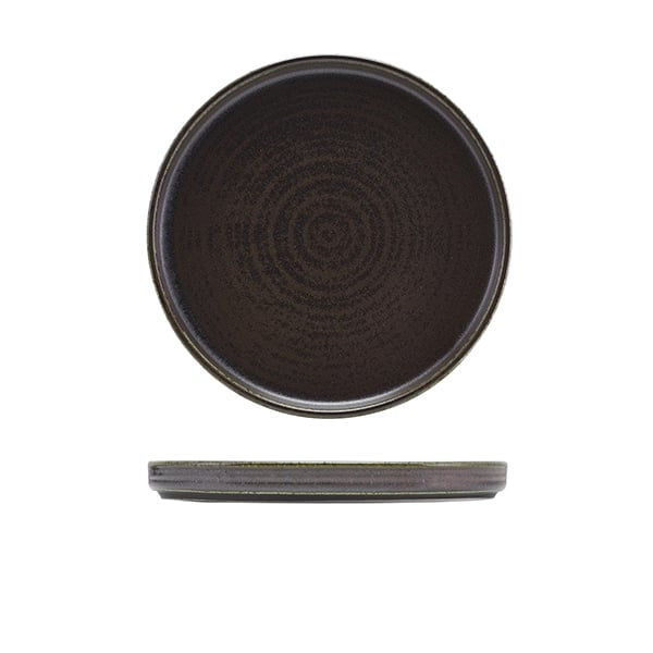 Terra Porcelain Black Low Presentation Plate 21cm - Pack of 6