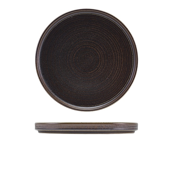 Terra Porcelain Black Low Presentation Plate 25cm - Pack of 6