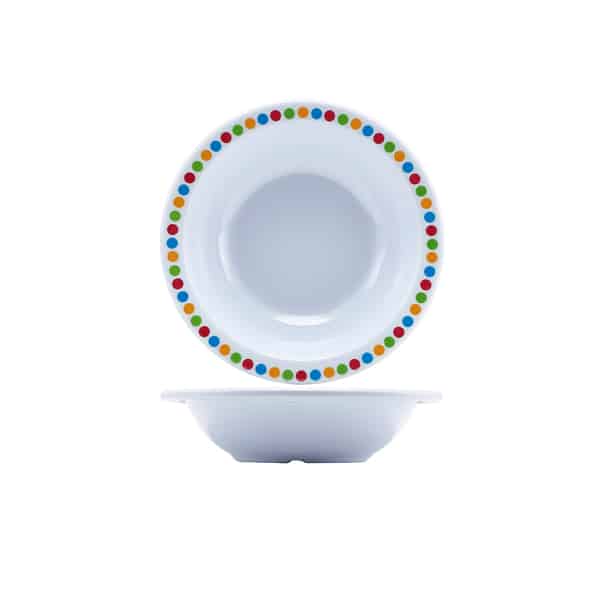 Genware Melamine 6" Bowl- Coloured Circles - Pack of 12