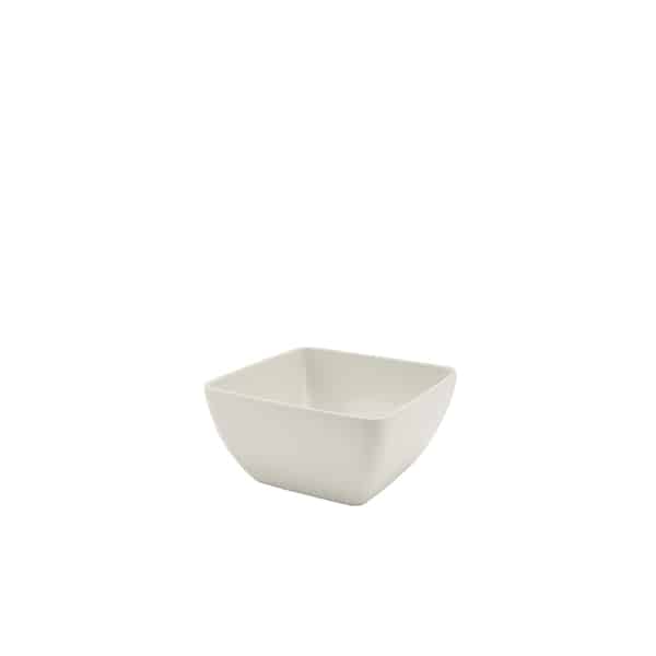 White Melamine Curved Square Bowl 15cm