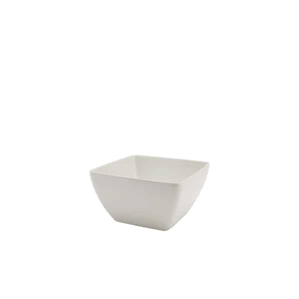 White Melamine Curved Square Bowl 19cm