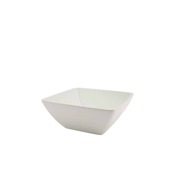 White Melamine Curved Square Bowl 26.2cm