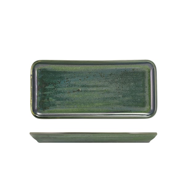 Terra Porcelain Aqua Green Narrow Rectangular Platter 27 x 12.5cm - Pack of 6