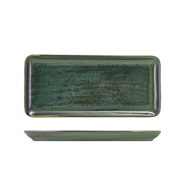 Terra Porcelain Aqua Green Narrow Rectangular Platter 31 x 14cm - Pack of 6