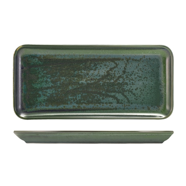 Terra Porcelain Aqua Green Narrow Rectangular Platter 36 x 16.5cm - Pack of 3