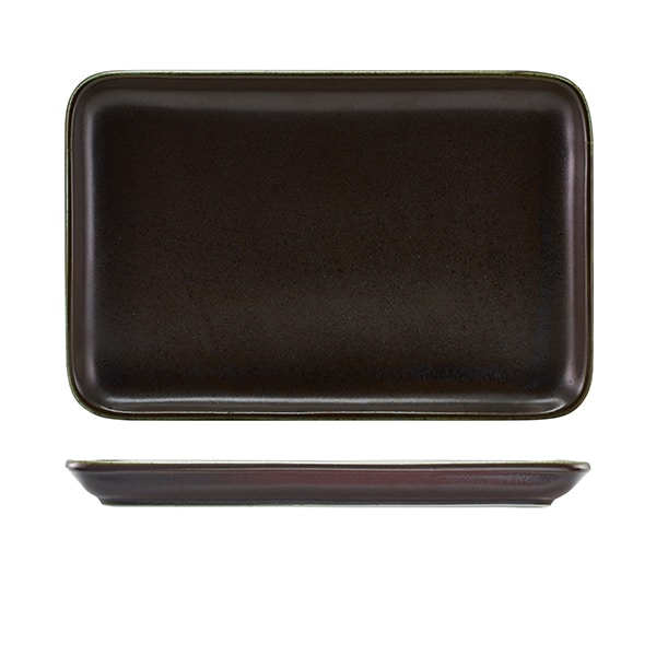 Terra Porcelain Black Rectangular Platter 30 x 20cm - Pack of 3