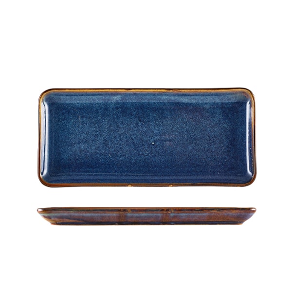 Terra Porcelain Aqua Blue Narrow Rectangular Platter 31 x 14cm - Pack of 6