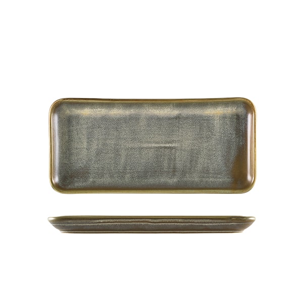 Terra Porcelain Matt Grey Narrow Rectangular Platter 27 x 12.5cm - Pack of 6
