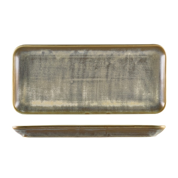 Terra Porcelain Matt Grey Narrow Rectangular Platter 36 x 16.5cm - Pack of 3