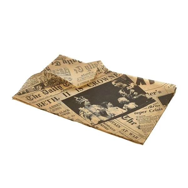 Greaseproof Paper Brown Newspaper Print 25 x 35cm - Pack of 1 1 Greaseproof Paper Brown Newspaper Print 25 x 35cm - Pack of 1
