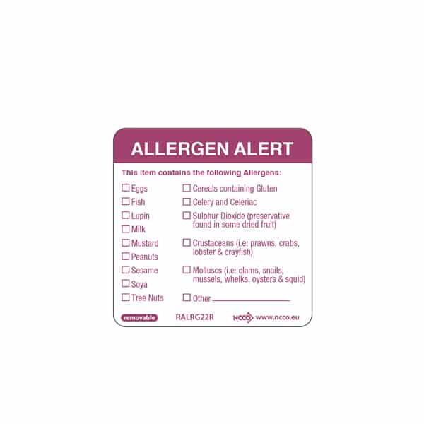 50X50mm Removable Allergen Label - Pack of 500