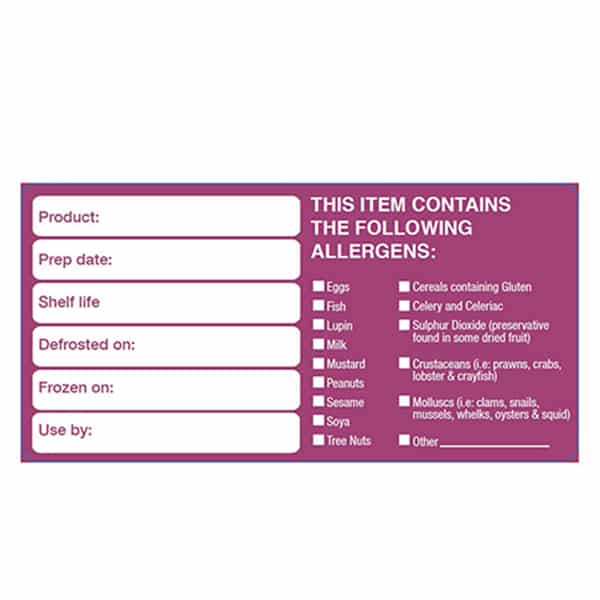 50x100mm Removable Product/ Allergen Label - Pack of 500