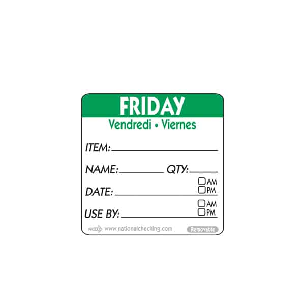 50mm Friday Removable Day Label - Pack of 500