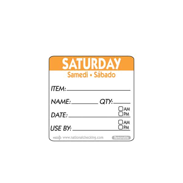50mm Saturday Removable Day Label - Pack of 500