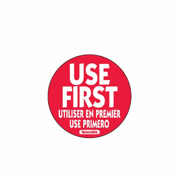 50mm Removable Use First Red Label - Pack of 500
