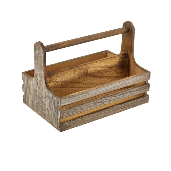 Rustic Wooden Table Caddy - Pack of 1 1 Rustic Wooden Table Caddy - Pack of 1