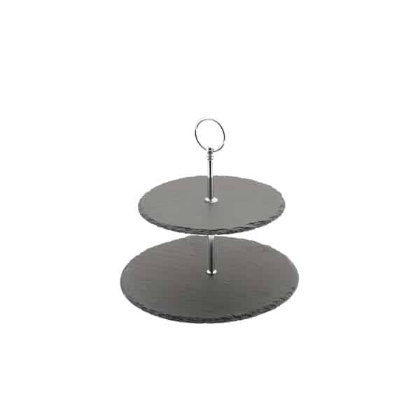 Genware Slate 2-Tier Cake Stand 20/25cm
