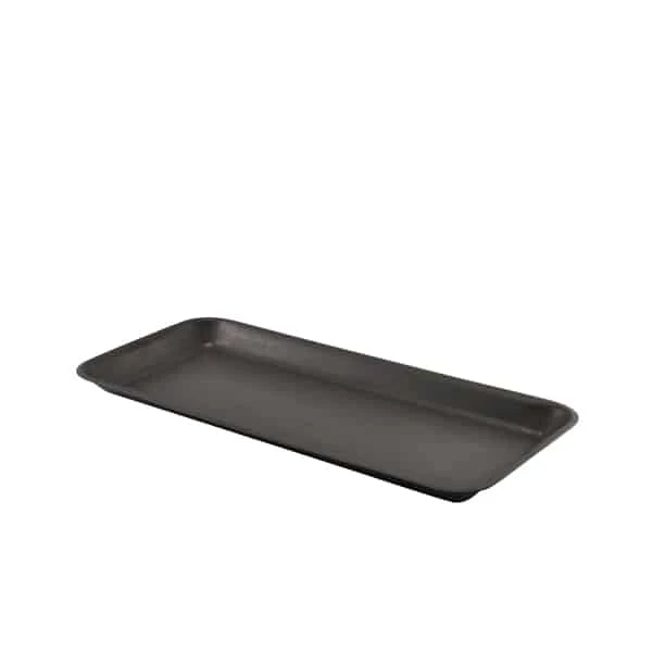 GenWare Black Vintage Steel Tray 36 x 16.5cm - Pack of 12 1 GenWare Black Vintage Steel Tray 36 x 16.5cm - Pack of 12