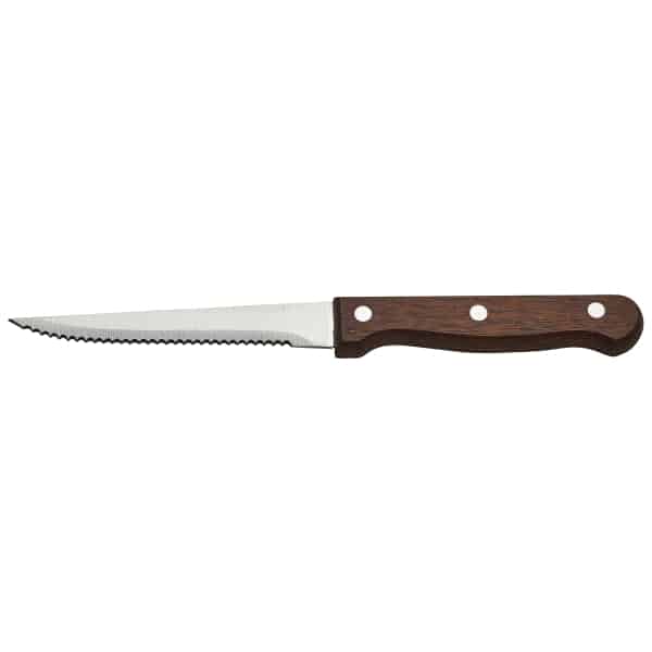 Steak Knife Dark Wood Handle Full Tang  - Pack of 12