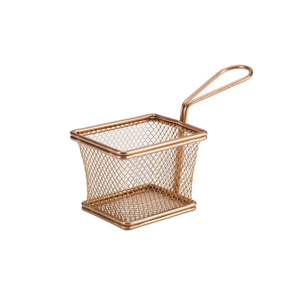 Copper Serving Fry Basket Rectangular 10 x 8 x 7.5cm - Pack of 6
