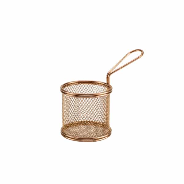 Copper Serving Fry Basket Round 9.3 x 9cm - Pack of 6
