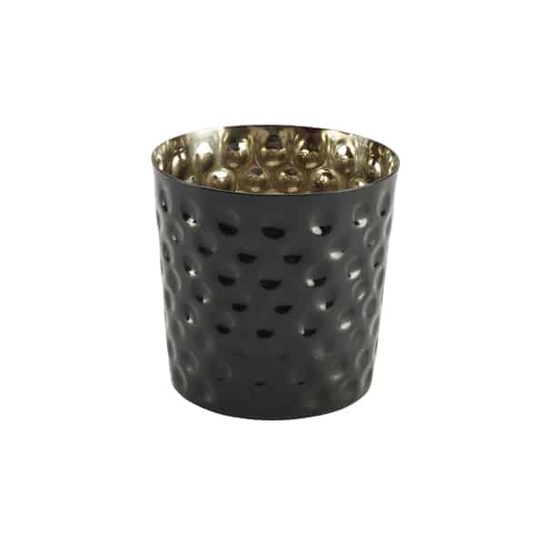 Black Hammered Stainless Steel Serving Cup 8.5 x 8.5cm - Pack of 12