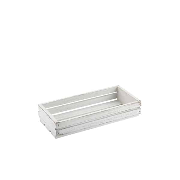 Genware White Wash Wooden Crate 25 x 12 x 5cm