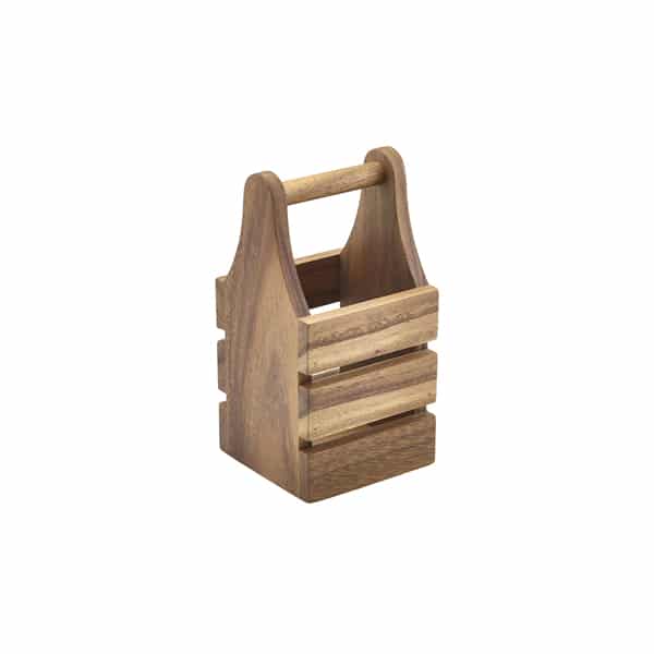 Acacia Wood Cutlery Holder 10 x 10 x 20cm