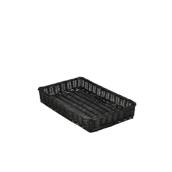 Wicker Display Basket Black 46X30X8cm - Pack of 1 1 Wicker Display Basket Black 46X30X8cm - Pack of 1