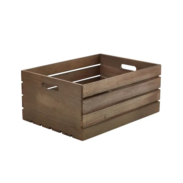 Genware Dark Rustic Wooden Crate 41 x 30 x 18cm - Pack of 1 1 Genware Dark Rustic Wooden Crate 41 x 30 x 18cm - Pack of 1