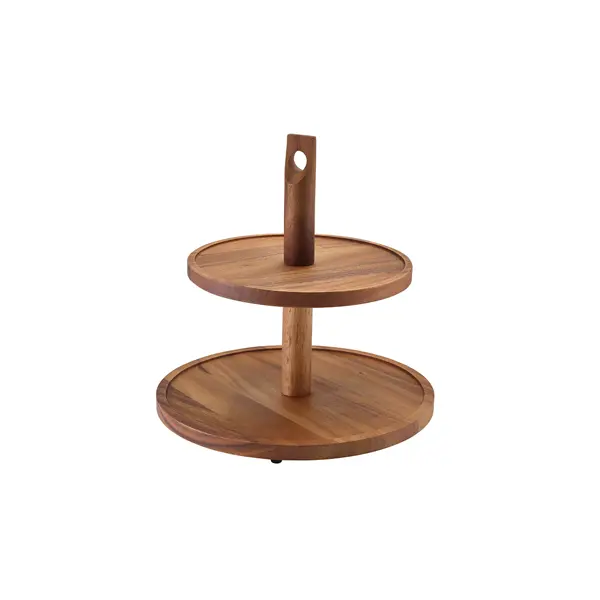 GenWare Acacia Wood Two Tier Cake Stand - Pack of 1 1 GenWare Acacia Wood Two Tier Cake Stand - Pack of 1