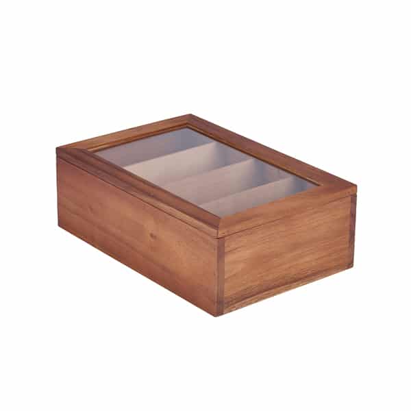 Acacia Wood Tea Box 30 x 20 x 10cm - Pack of 1 1 Acacia Wood Tea Box 30 x 20 x 10cm - Pack of 1