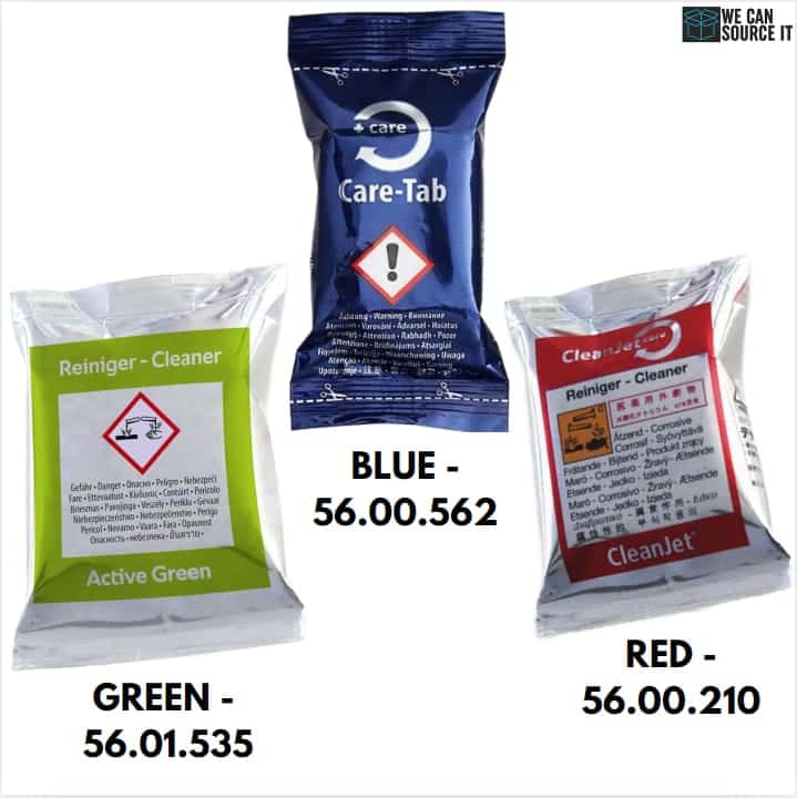 Rational Cleaning Tablets – Red - 56.00.210, Green - 56.01.535, Blue - 56.00.562 – in Loose Packs