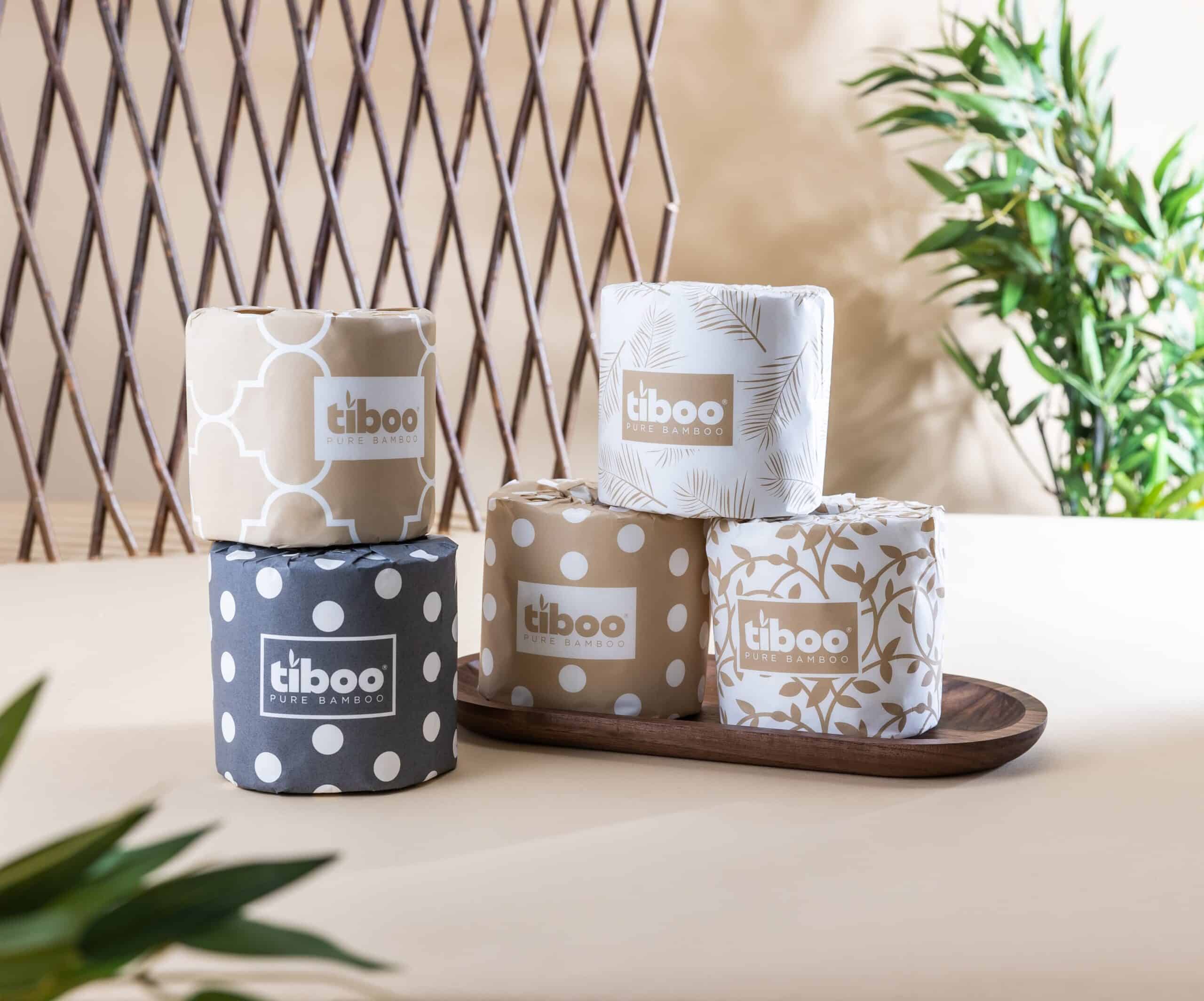 Tiboo 3-Ply Premium Bamboo Toilet Rolls - Double Length, Individually Wrapped - Pack of 48