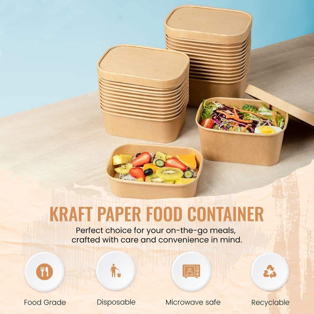Premium Kraft Disposable Food Container with Lid 2 Premium Kraft Disposable Food Container with Lid - Image 2