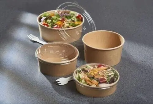 Disposable Round Kraft Paper Bowls & Lids 1 Disposable Round Kraft Paper Bowls & Lids