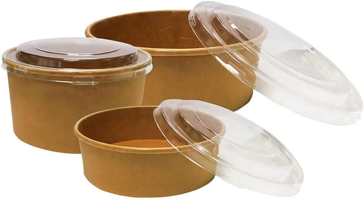 Disposable Round Kraft Paper Bowls & Lids 4 Disposable Round Kraft Paper Bowls & Lids - Image 4
