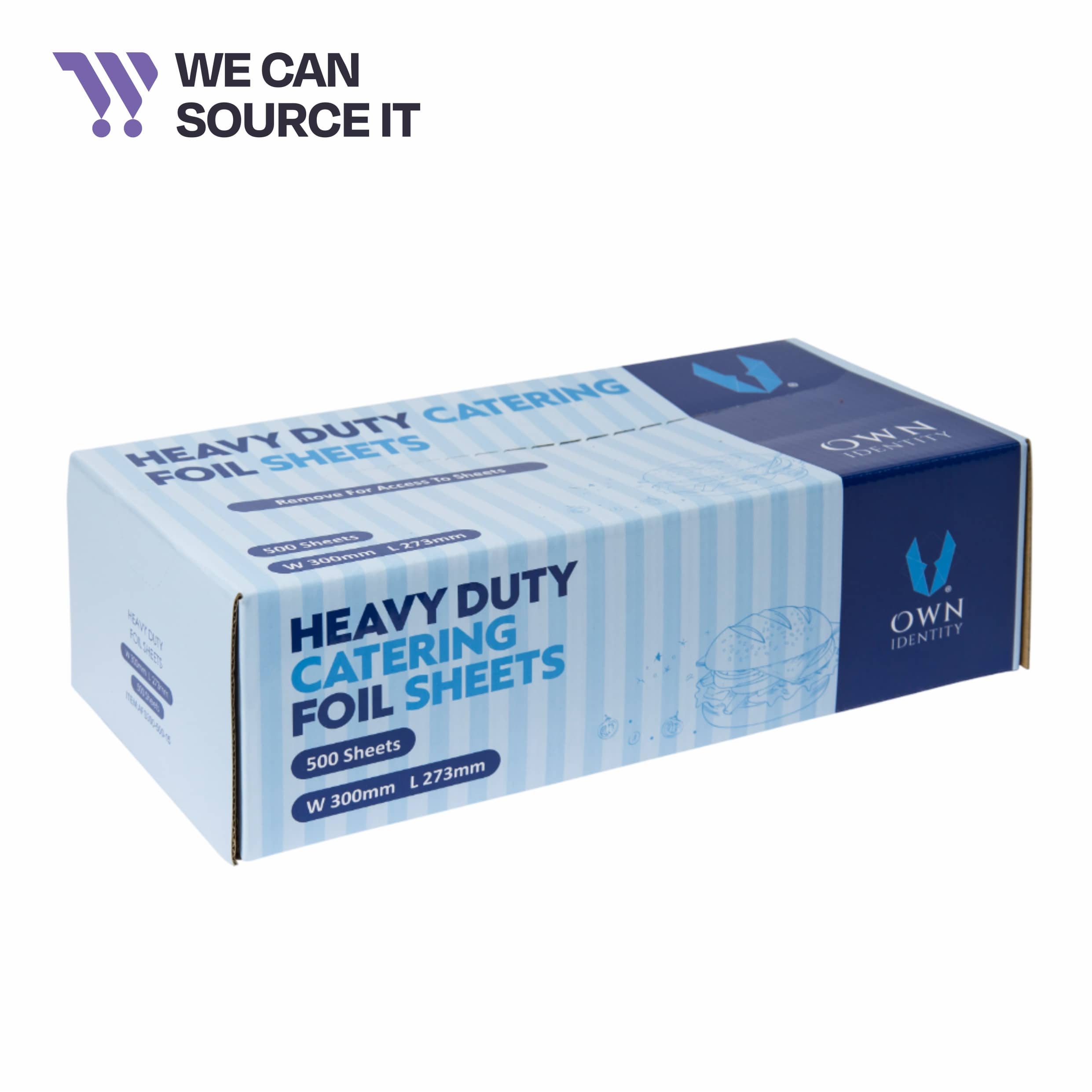 Own Identity Heavy Duty Catering Foil Sheets - 500 Sheets - 300mm x 273mm - Pack of 1