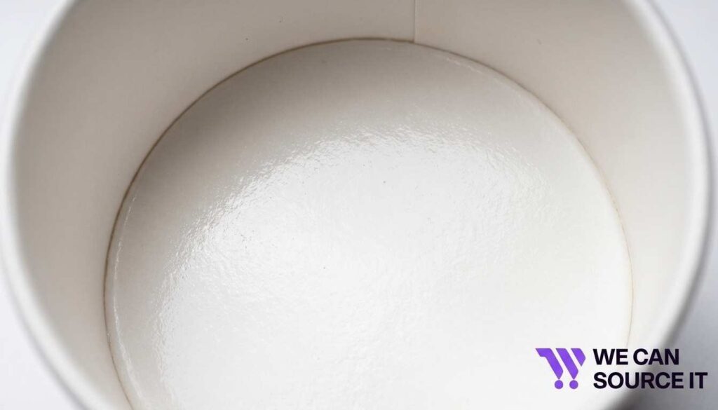 Interior view of a paper coffee cup showing polyethylene lining