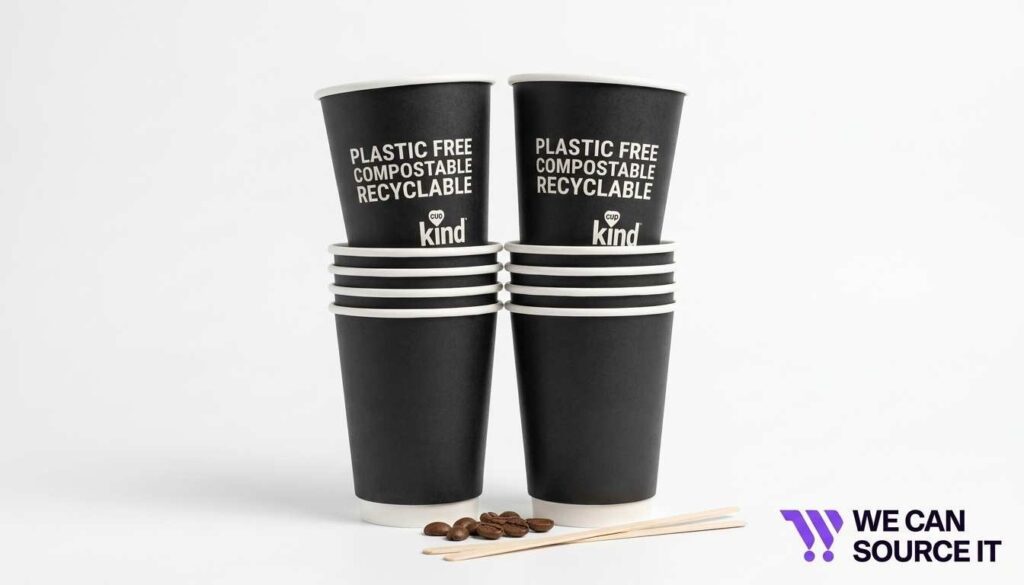 Paper coffee cups designed for recycling with aqueous coating