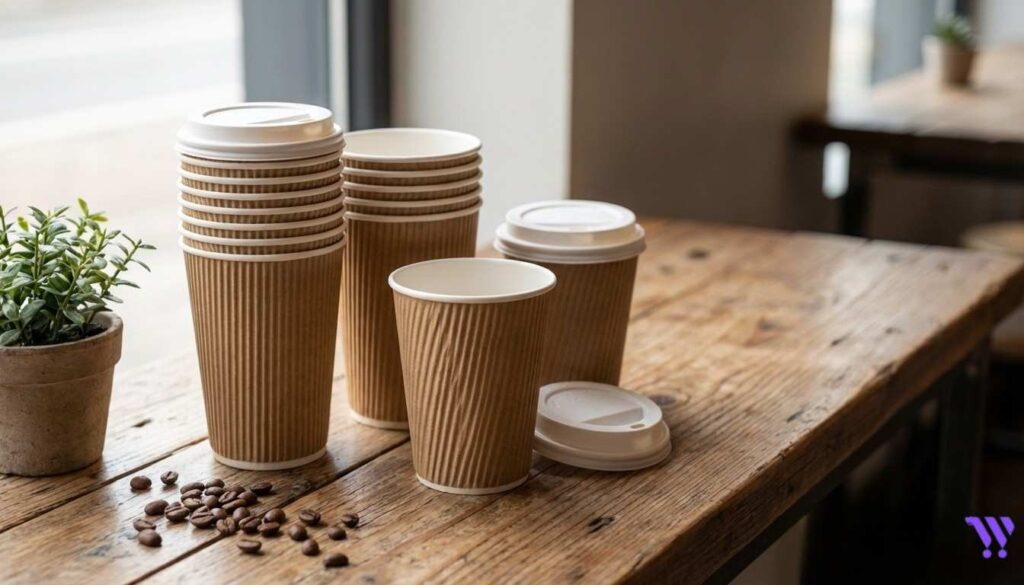 Eco friendly compostable paper coffee cups made with PLA lining