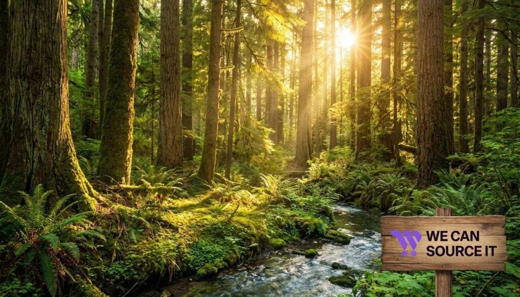 Responsibly managed forest representing FSC certified paper sourcing for coffee cups