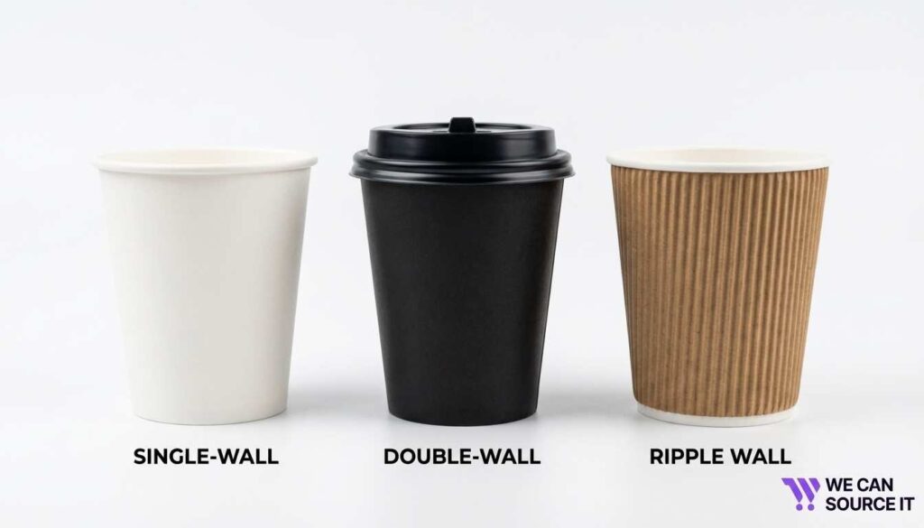  Single-wall, double-wall, and ripple paper cups comparison