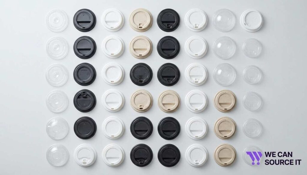  Different sizes and types of paper cup lids showing inventory complexity