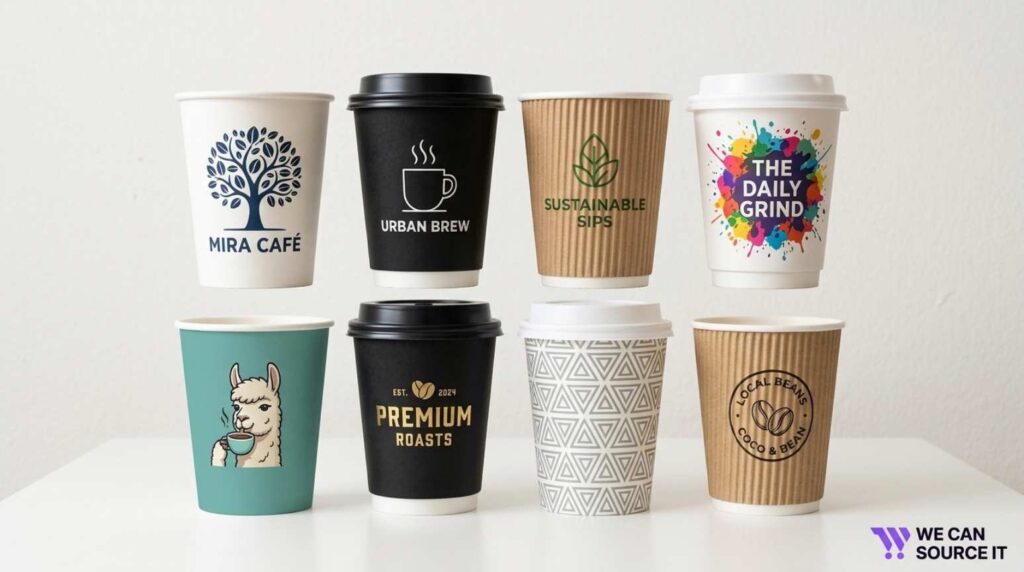  Examples of custom printed coffee cup designs with logos and colors