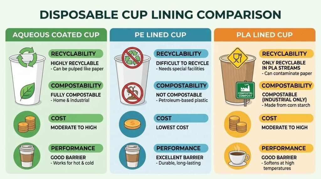 Aqueous vs PE vs PLA Coffee Cup Comparison