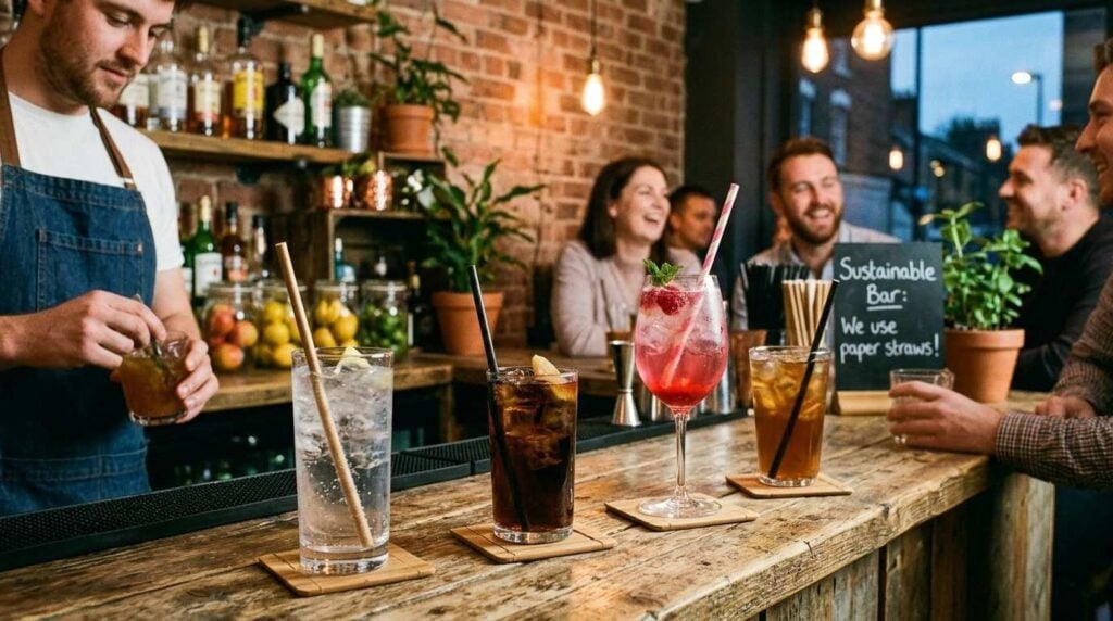 Paper straws used in cocktails as sustainable alternative in UK pubs