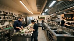 Professional UK commercial kitchen fully equipped and operational